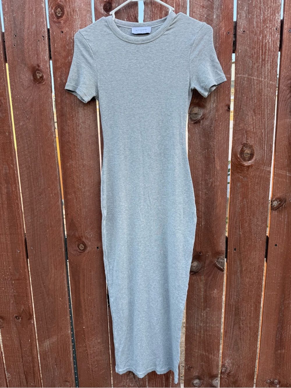 All Things Golden Light Gray Ribbed Maxi Dress Size Small
